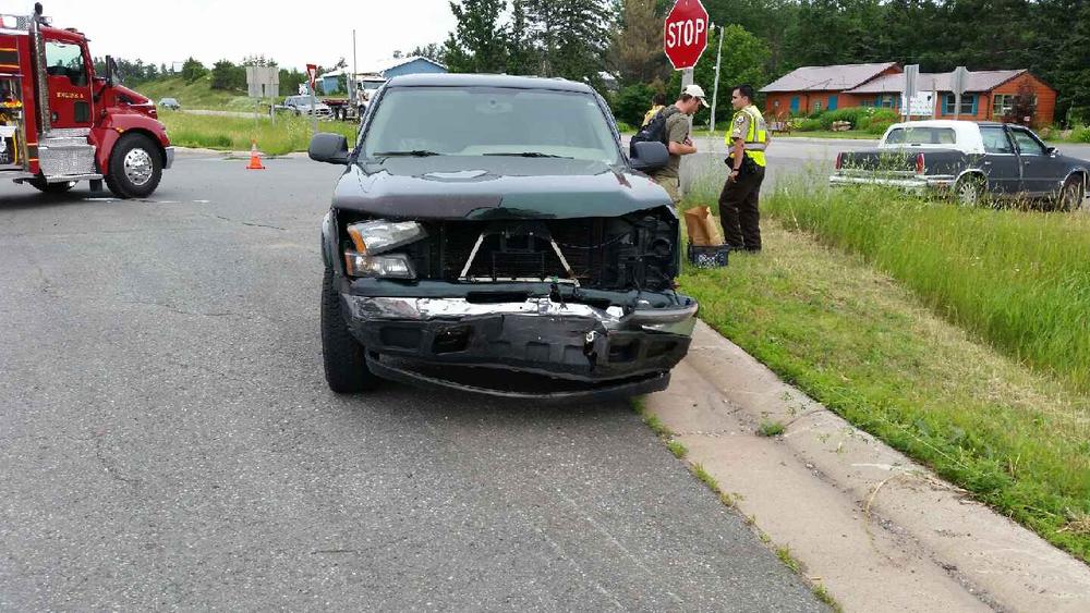 front view of suv with damage